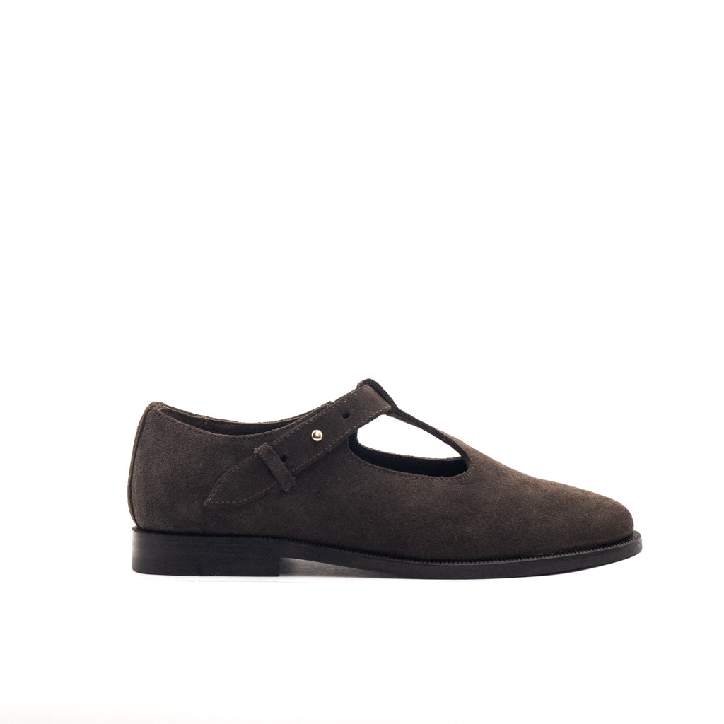 T-bar Loafers - Brown Suede
