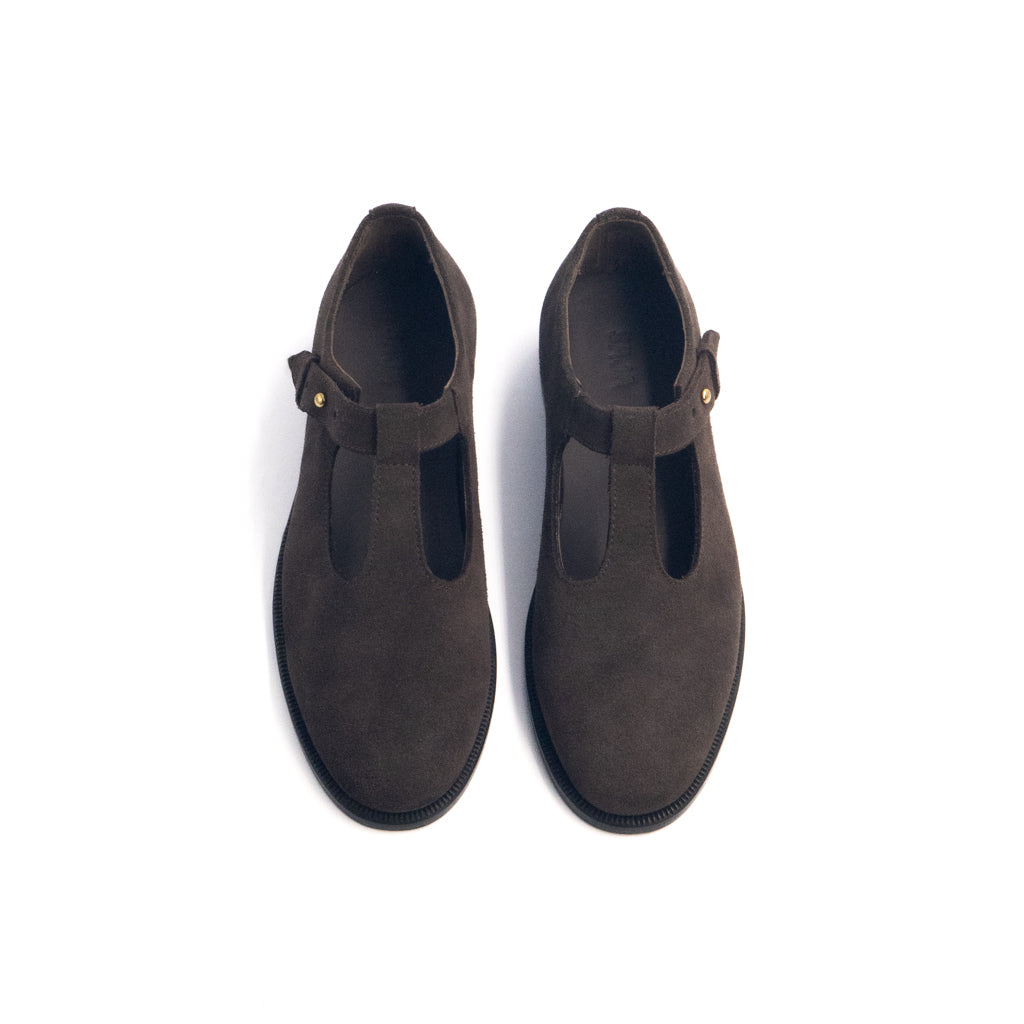 T-bar Loafers - Brown Suede